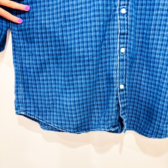 SIMONS Blue plaid cotton button down shirt - Picture 10 of 10